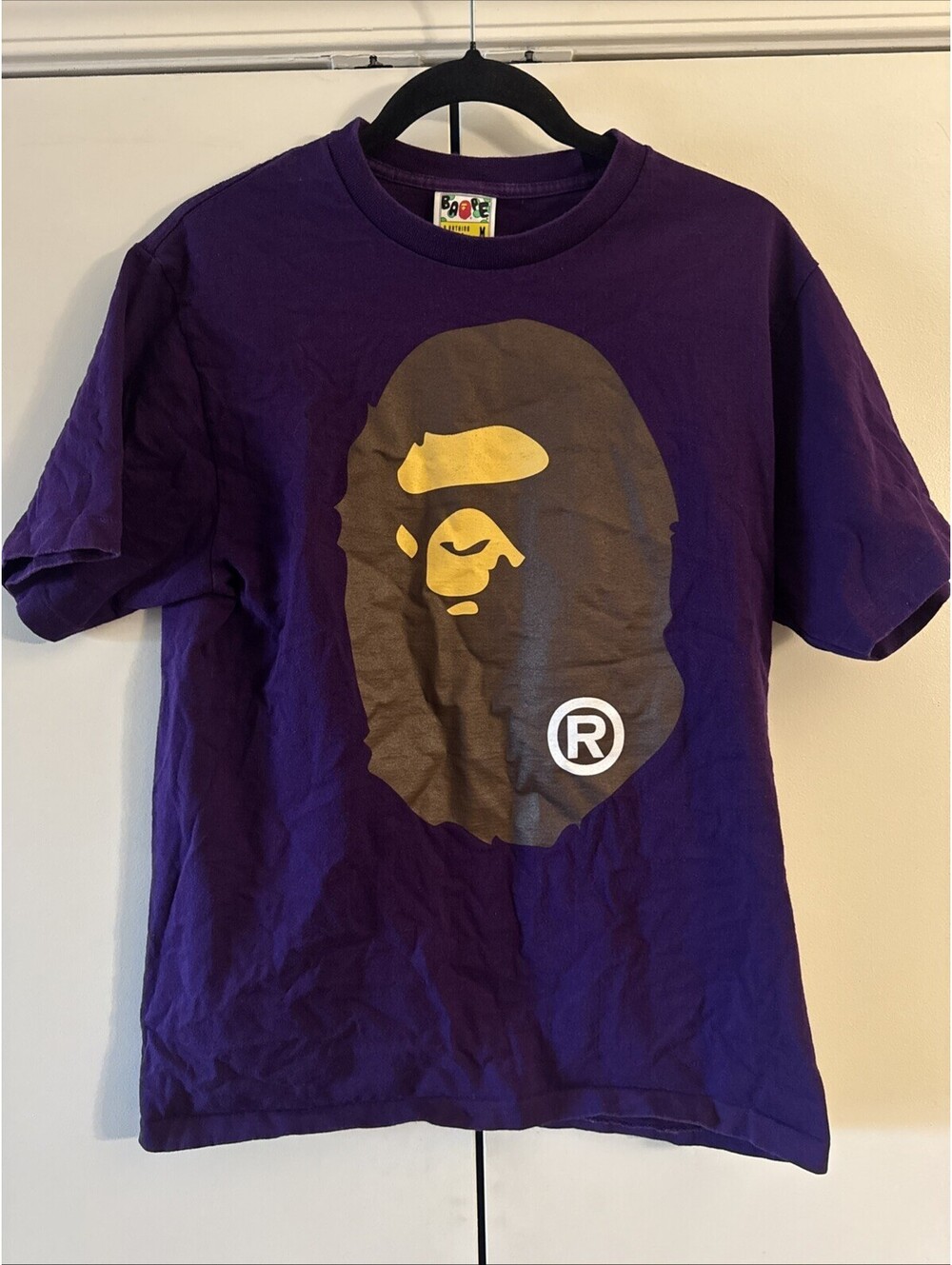 BAPE A Bathing Ape Big Ape Head Graphic Tee Purple Brown Mens Size Medium